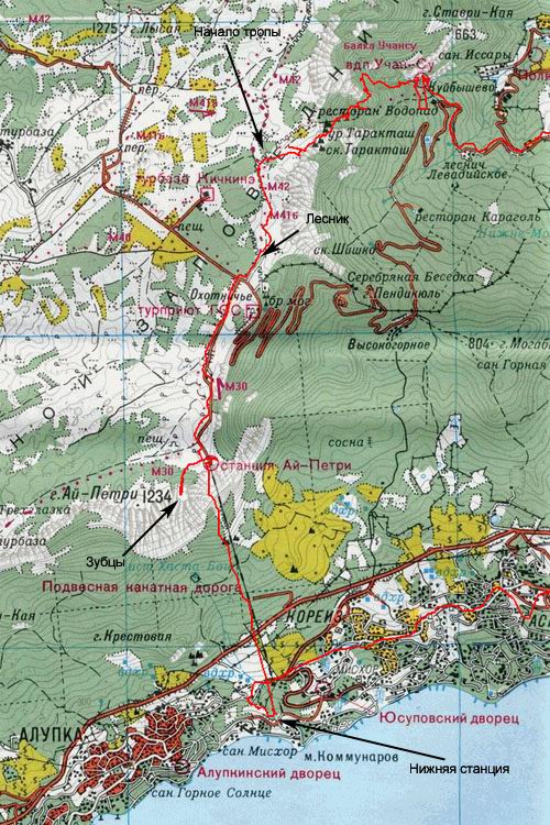 Туристические тропы крыма карта подробная